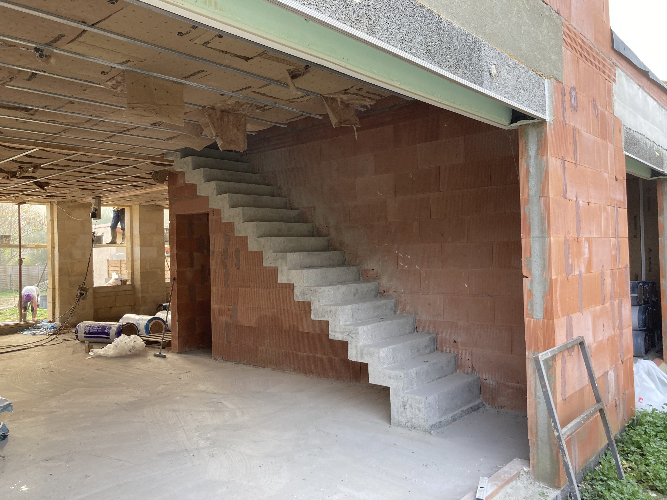 Construction d'un escalier en béton
