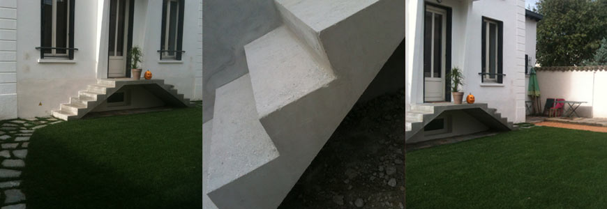 Rénovation d'escalier droit en extérieur